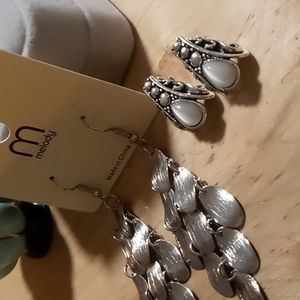 Avon cats eye quartz in silver tone and melody silver tone  chandelier earrings.